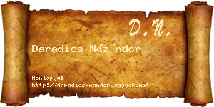 Daradics Nándor névjegykártya